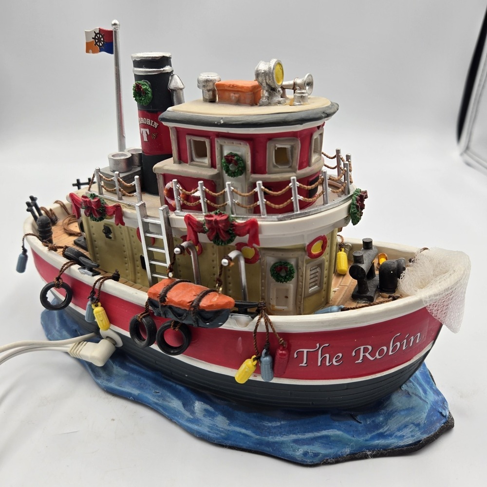Lemax Carole Town‎ 09 Collection The Robin Tug Boat Light Up Table Accent W Cord